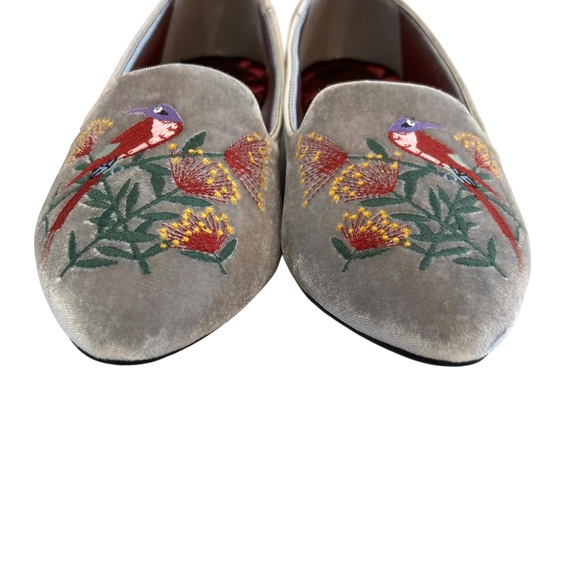 Birdies x Minted women’s velvet Blackbird loafer flat in Royal Perch 8.5 grey - Picture 4 of 10